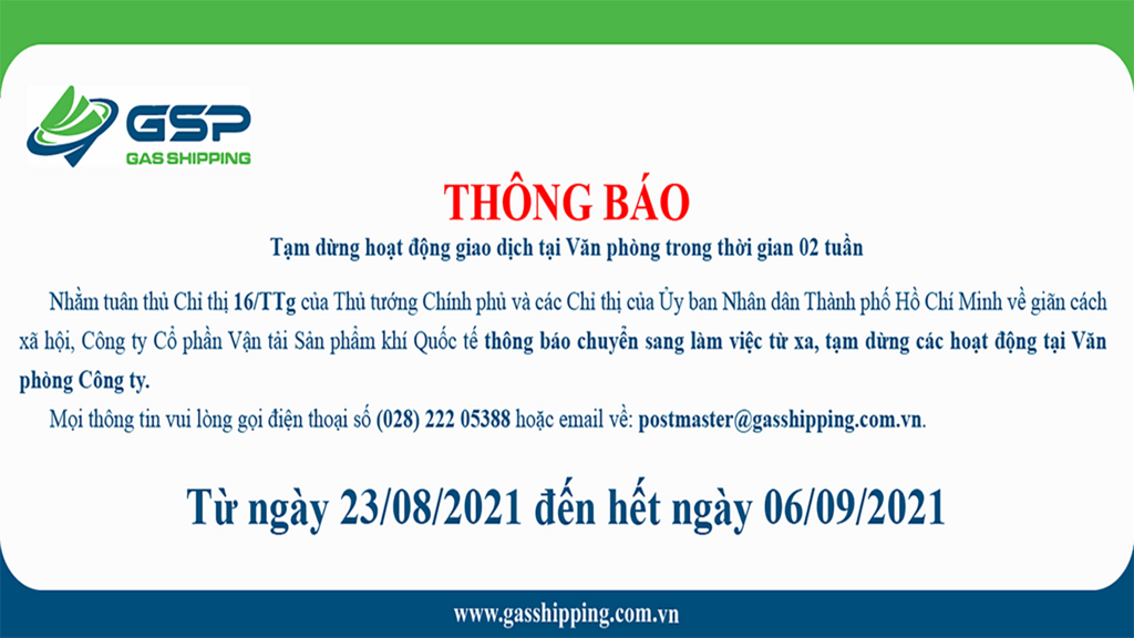 Thông báo tạm dừng hoạt động giao dịch tại Văn phòng trong 02 tuần